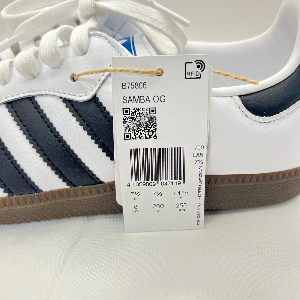 Adidas Samba OG Cloud White Core Black Gum B75806 Mens 8 Womens 9 - Picture 6 of 10